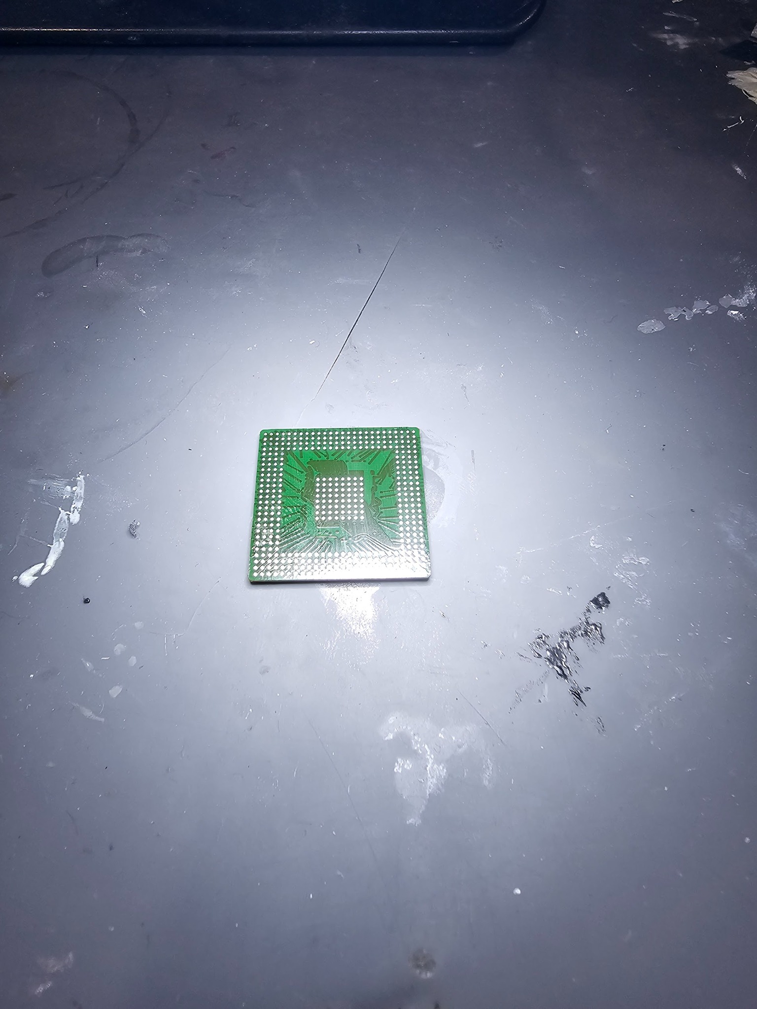 Graphics card PCB prepared for GPU repair